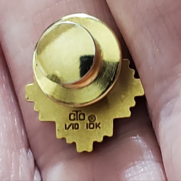 Vintage 10k gold 1/10 CtO Cto brand mens tie tac tack pin geometric gold-filled - Picture 3 of 5